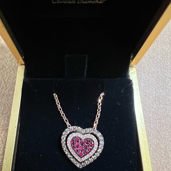 Brand New- Levian chocolate red heart necklace - Picture 3 of 4